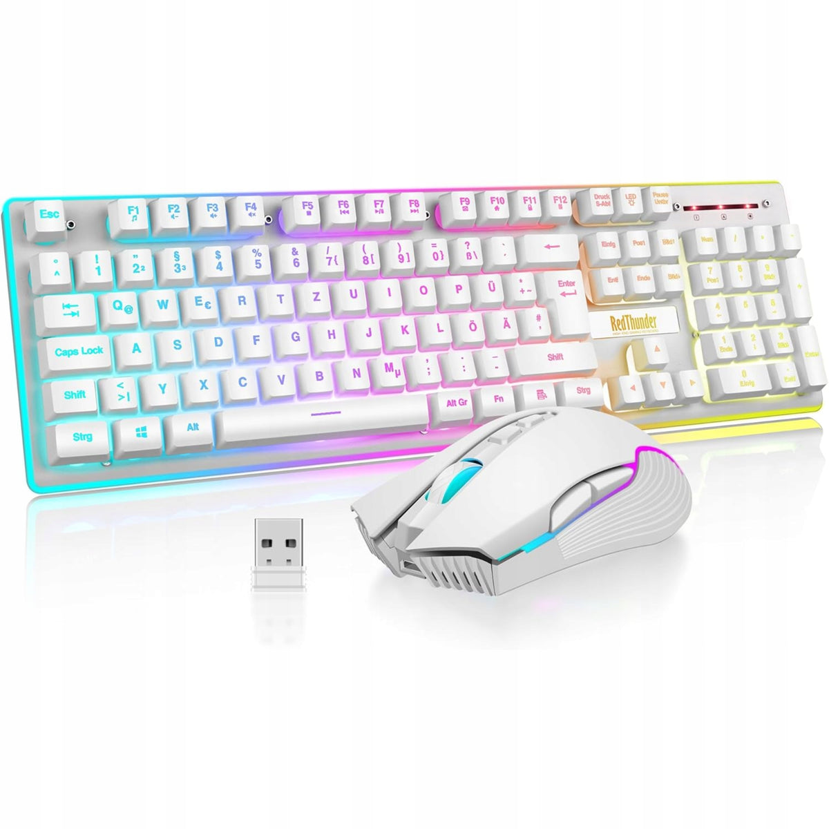 Keyboard and mouse set RedThunder white QWERTZ DE