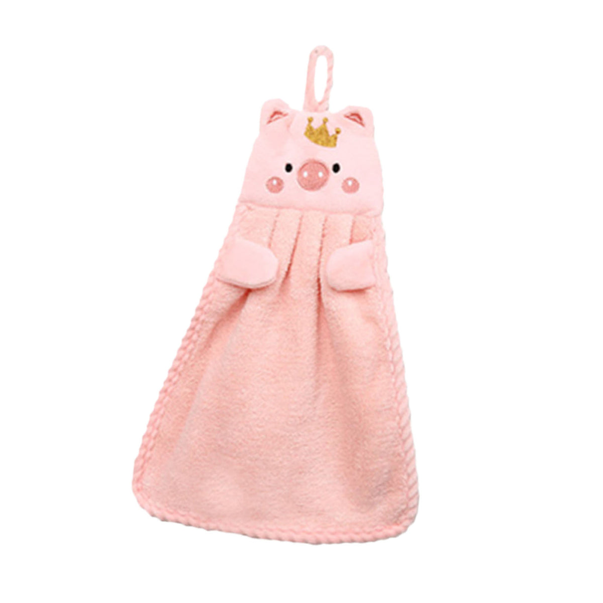 Kid Handheld Coral Towel Velvet Sweet Pig Pattern Hanging Towel ES