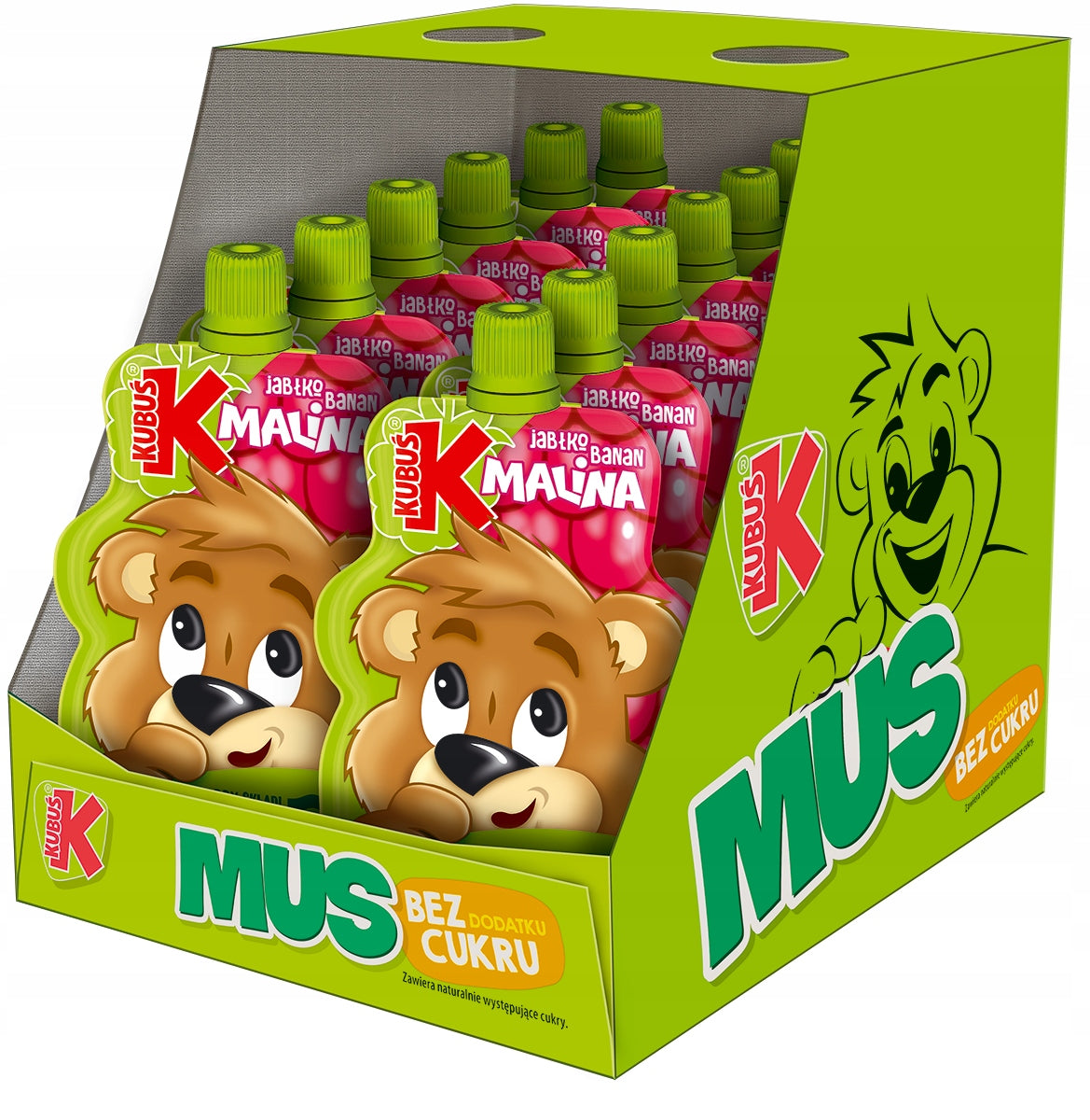 Kubuś Raspberry Flavoured Mousse Apple Banana 12x100g