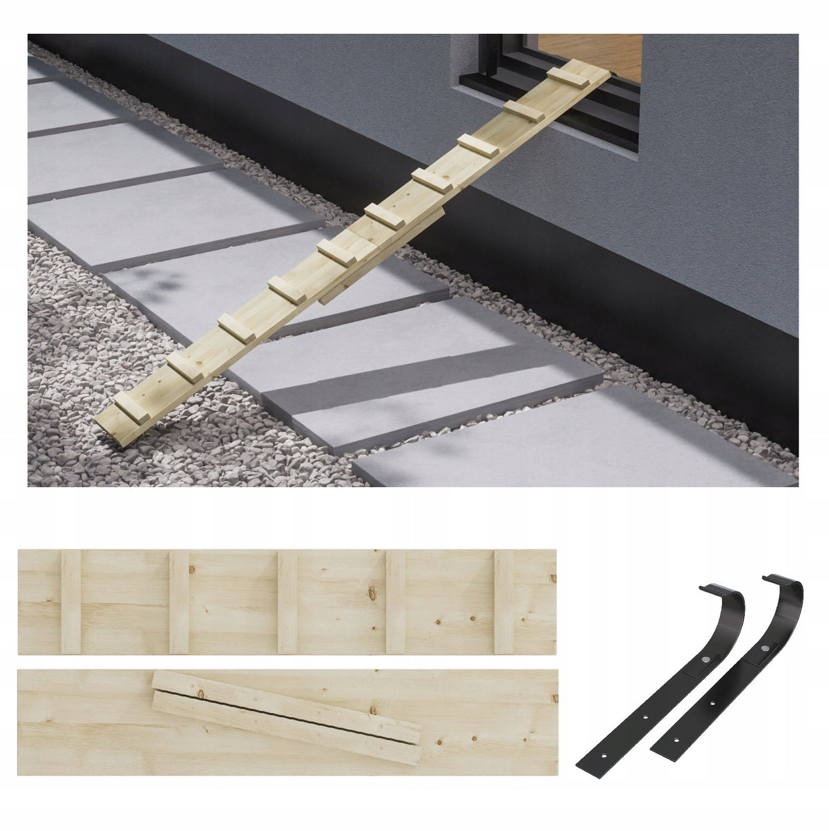 LADDER WOODEN CAT STAIRCASE 3,6M + HOOKS