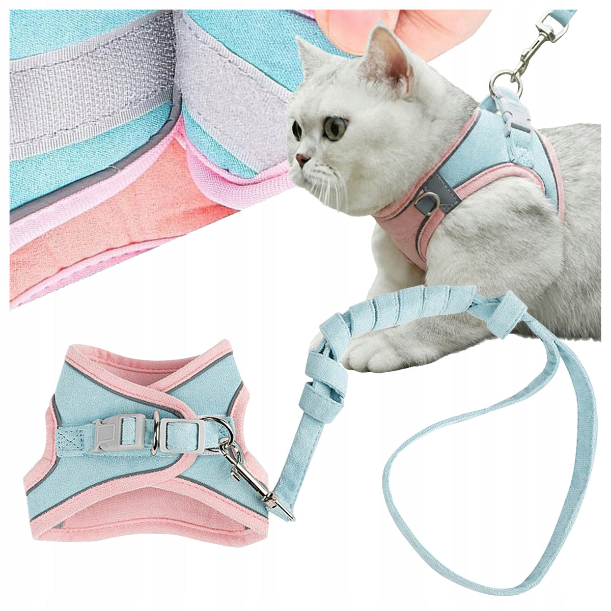 LANYARD HARNESS for Cat Pressure-Free Reflective Suede Walk Strong 2XL
