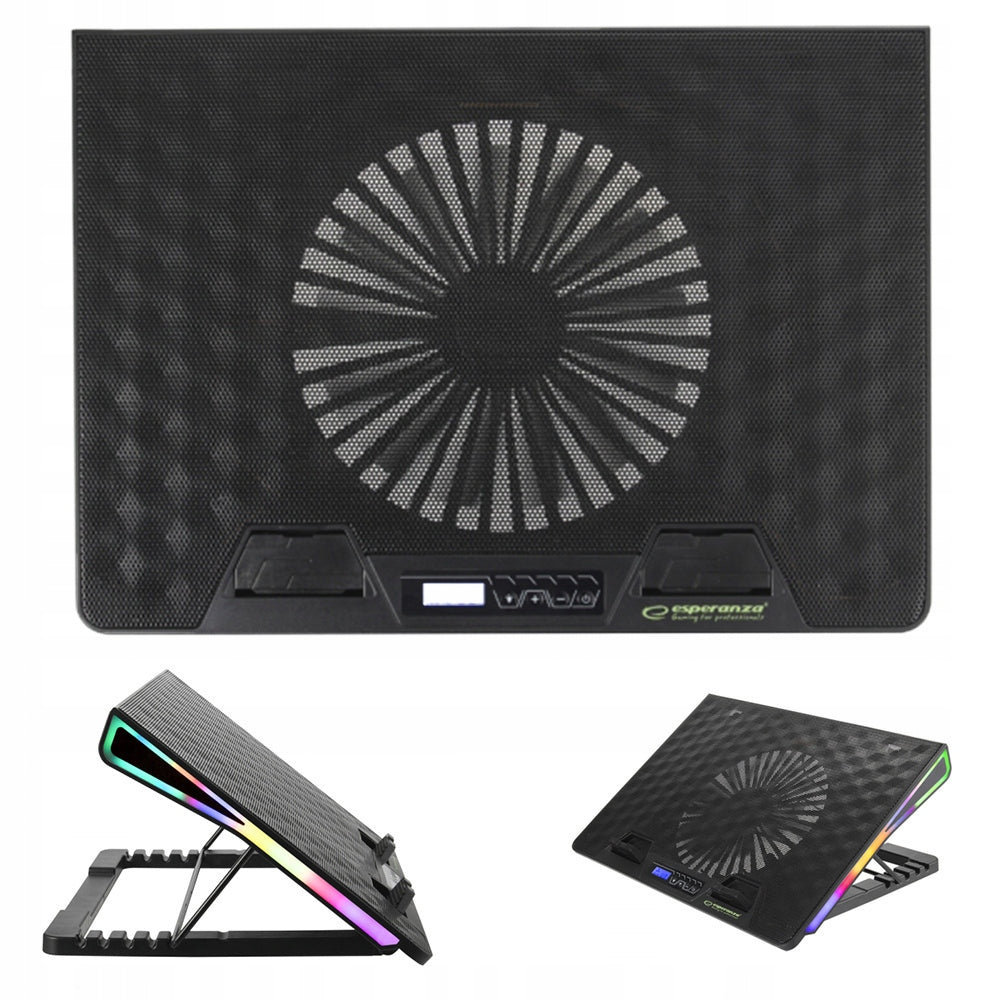 LAPTOP COOLING PAD RGB LED GAMING NOTEBOOK QUIET ADJUSTABLE