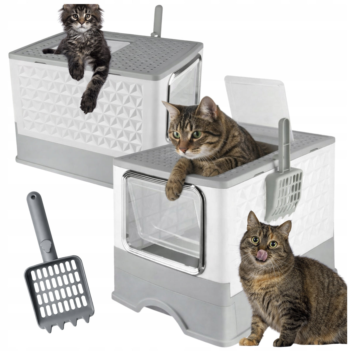 LARGE CAT LITTER BOX CLOSED XXL + SPATULA