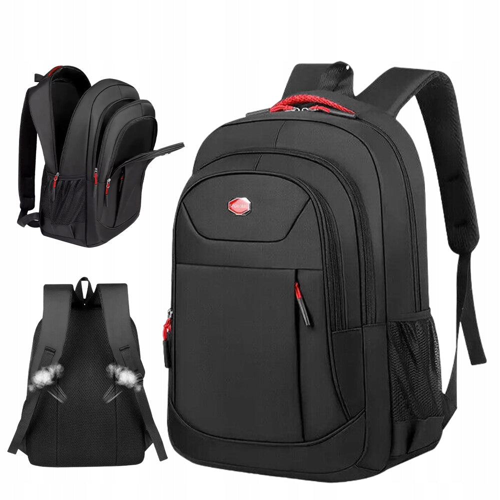 LARGE ROOMY MEN'S LAPTOP BACKPACK WATERPROOF BLACK 40L