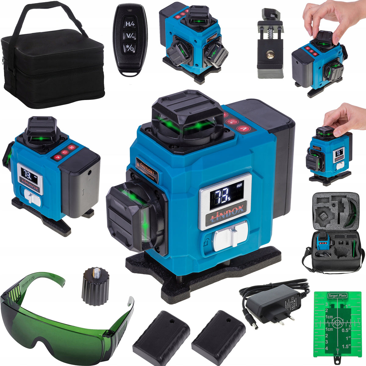 LASER LEVEL 360° CROSS LASER 4D ROTARY WINDOW SET