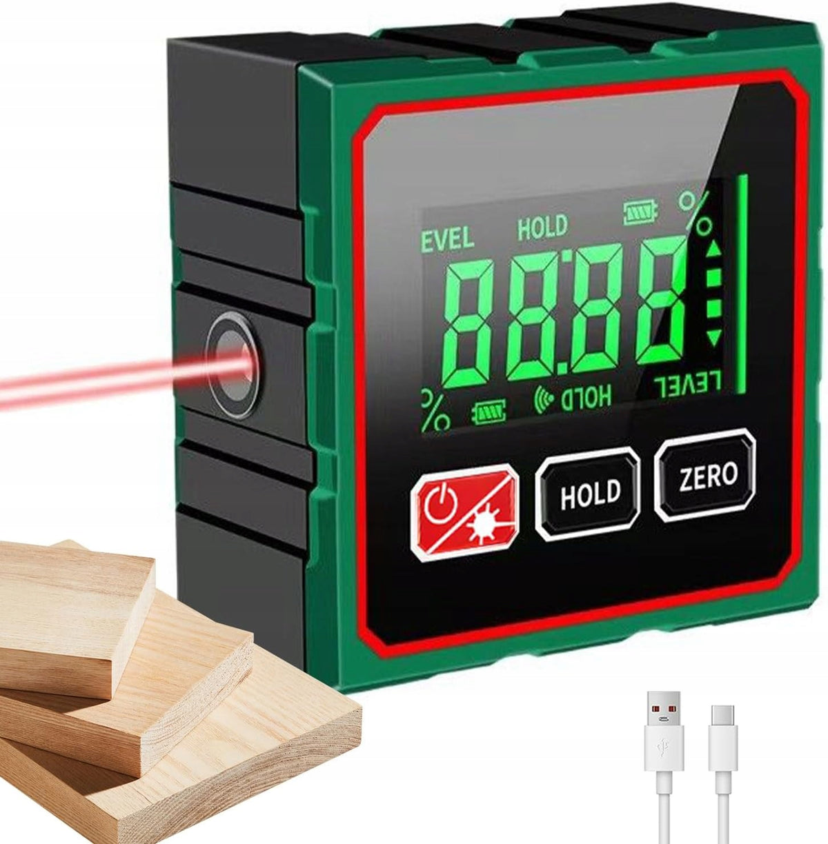 LASER PROTRACTOR DIGITAL INCLINOMETER LASER RULER LCD USB