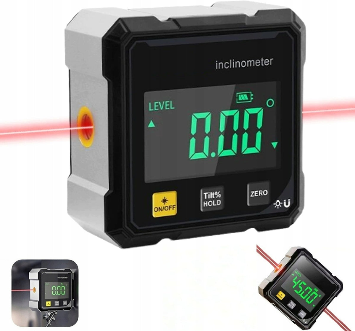 * LASER PROTRACTOR DIGITAL INCLINOMETER USB RECHARGEABLE - MAGNETIC