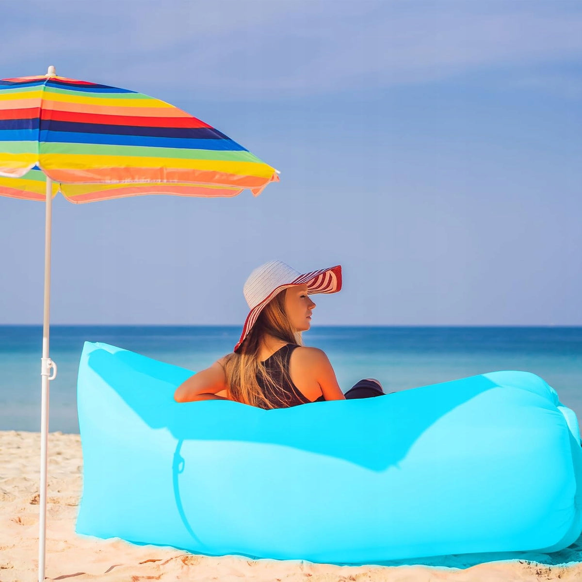 LAZY BAG Inflatable Sofa Deckchair MATTRESS Beach Cushion Chair Inflatable Packaging status original