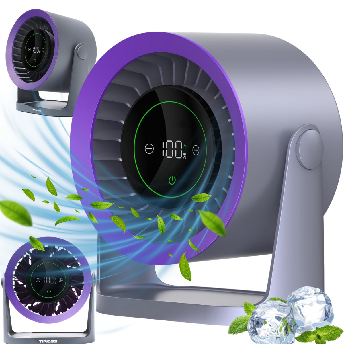 LCD Rechargeable Desk Fan 100 Modes Powerful Air Circulator
