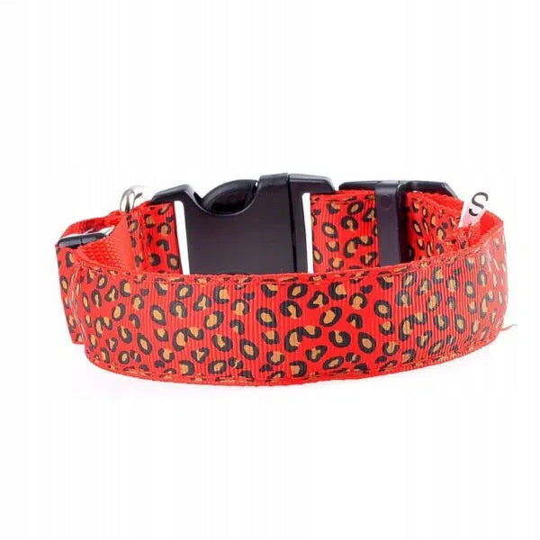 LED Dog Collar CHEETAH Red L Battery Operated