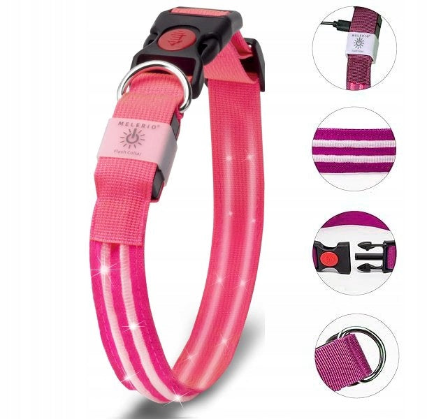 LED Dog Collar, Glowing, Pink, 3 Lighting Modes, USB, 40 - 48 cm Manufacturer code LPink