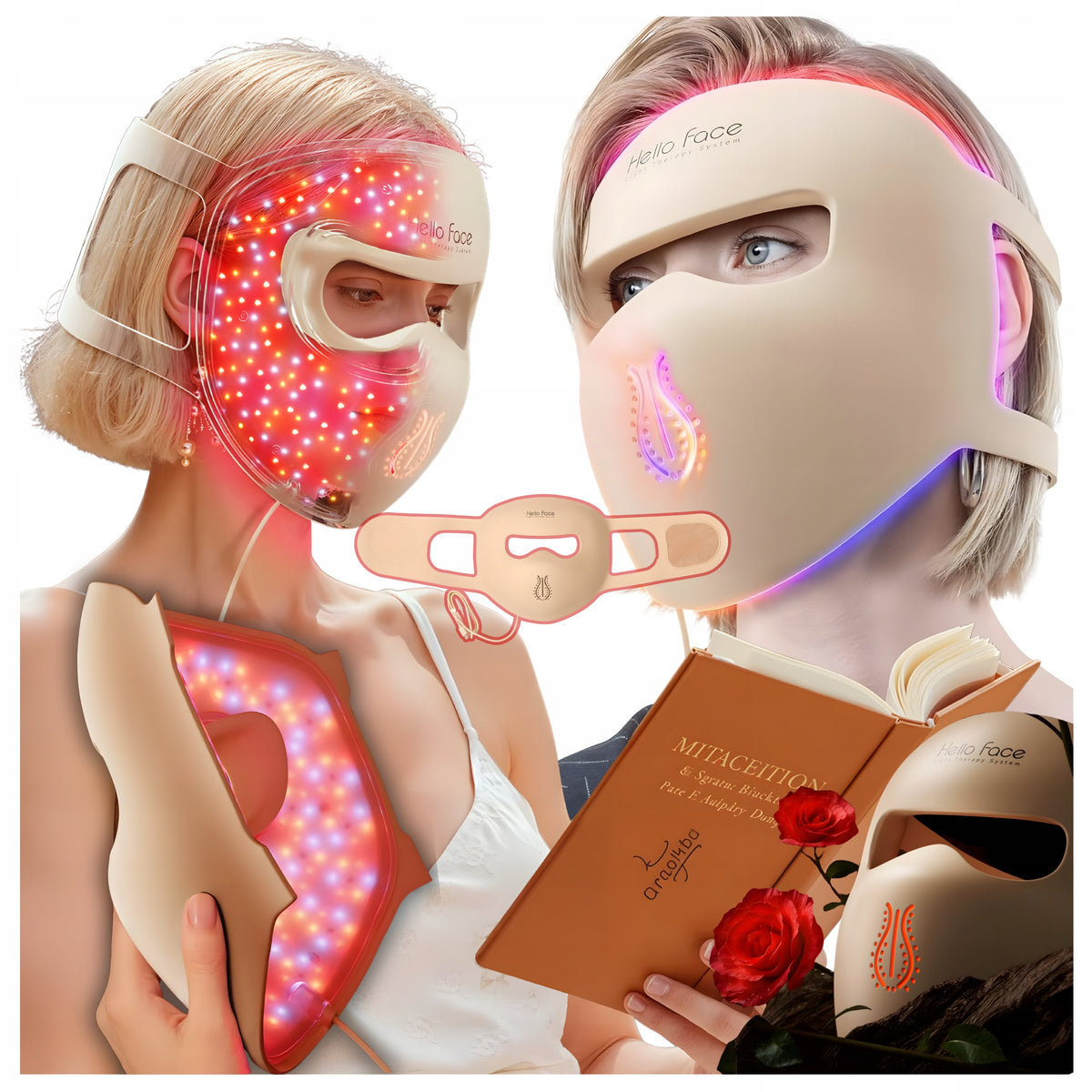 LED FACE MASK HALLO FACE PHOTOTHERAPY RED LIGHT 4D, 311 LED