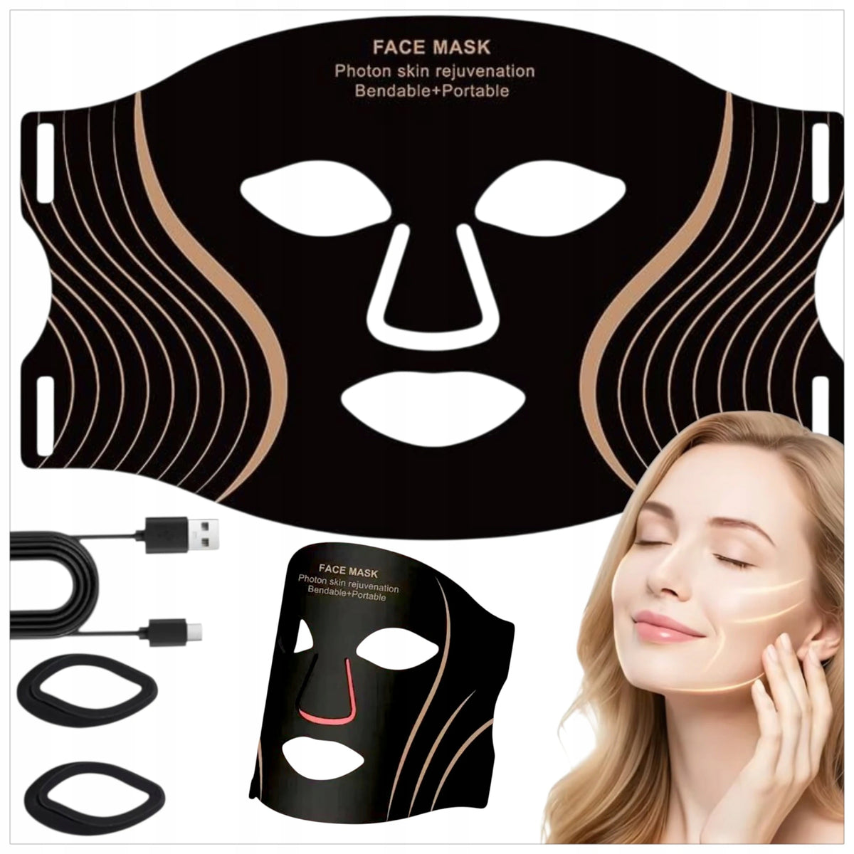 LED FACE MASK HOME SPA 7 COLORS LIGHT THERAPY PHOTON THERAPY Packaging status original