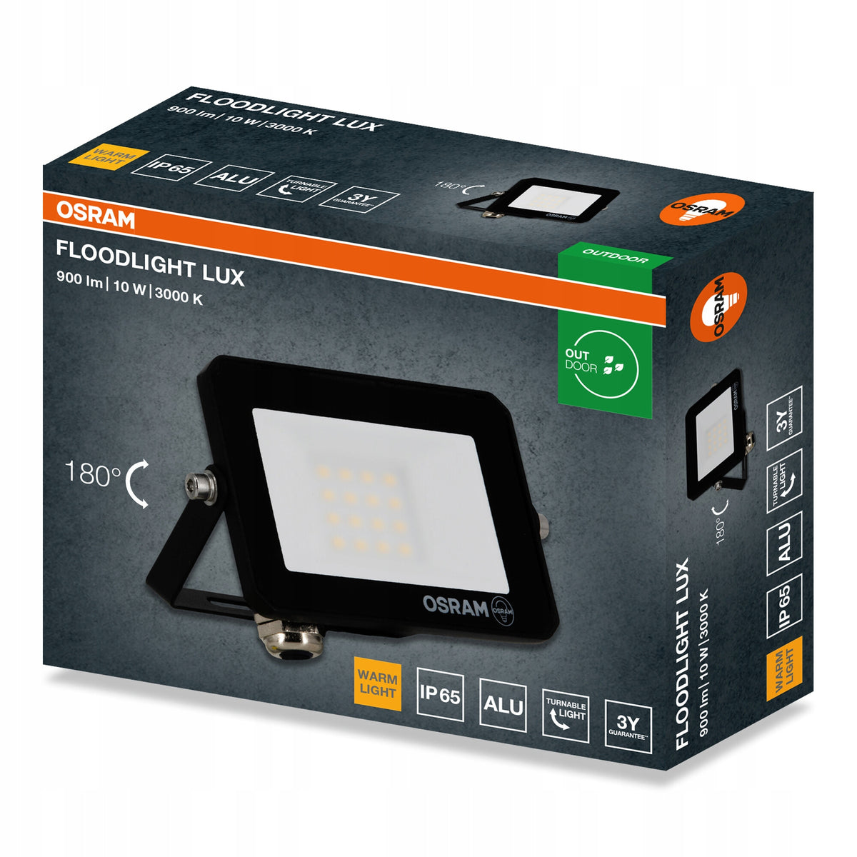 LED FLOODLIGHT LUX 10W 3000K 900LM IP65 OSRAM Packaging status original