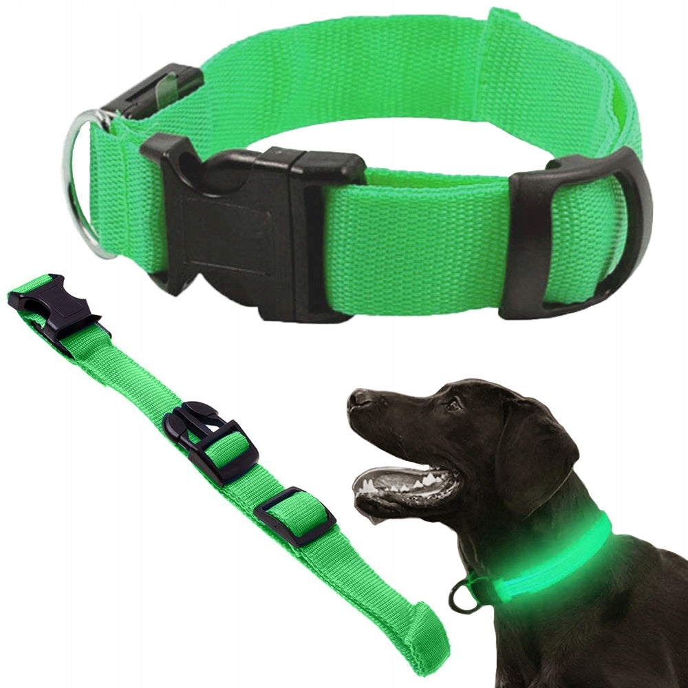 LED GLOW-IN-THE-DARK COLLAR FOR DOG AND CAT ADJUSTABLE 59cm GREEN
