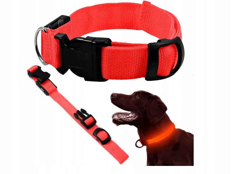 LED GLOW-IN-THE-DARK COLLAR FOR DOG AND CAT ADJUSTABLE 59cm RED