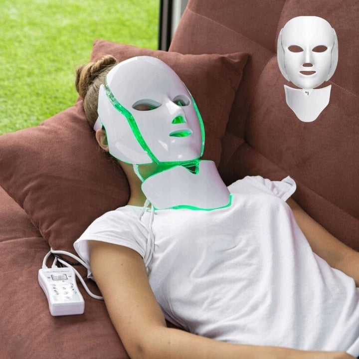 LED MASK 7 COLORS PHOTOTHERAPY FACE NECK HOME WHITE PLUG AND PLAY Packaging status original