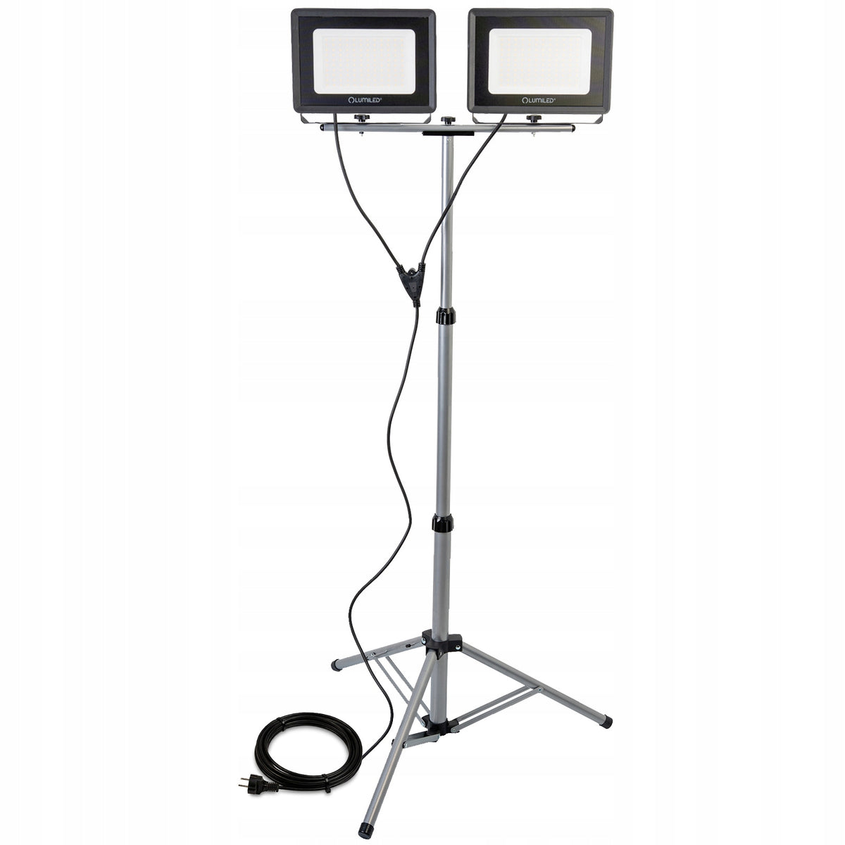 LED Tripod Floodlight 2x 100W Halogen Construction Working For Garage Packaging status original