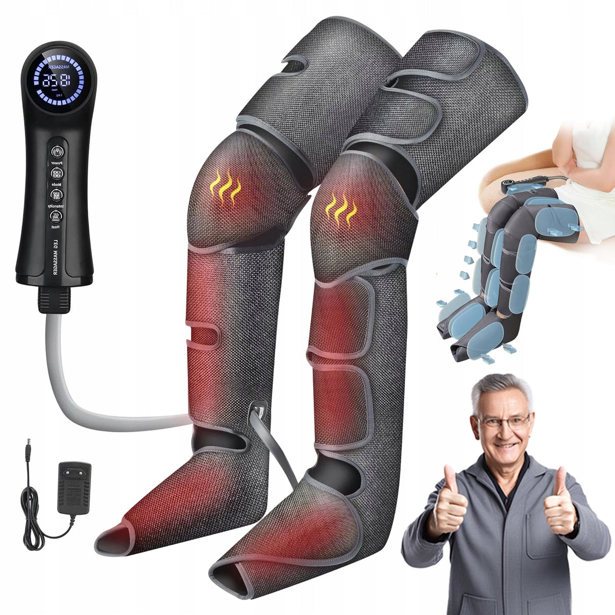LEG MASSAGER WITH AIR COMPRESSION HEATING FUNCTION 3 THIGH MASSAGE PROGRAMS