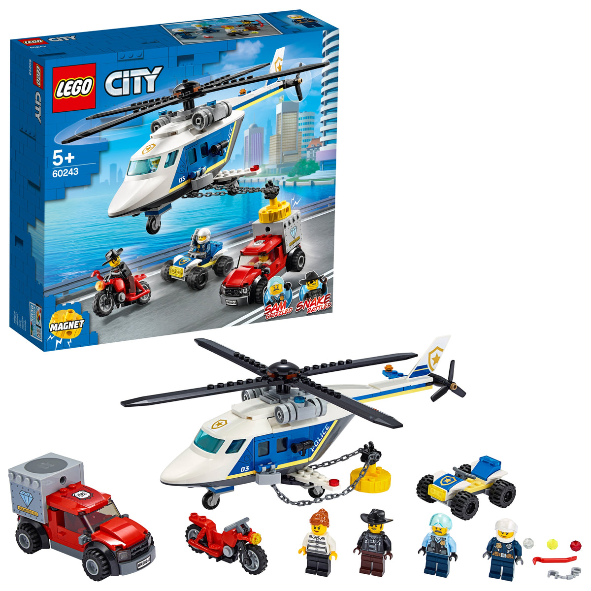 LEGO City 60243 - Police Helicopter Chasing Chain with MAGNET Blocks