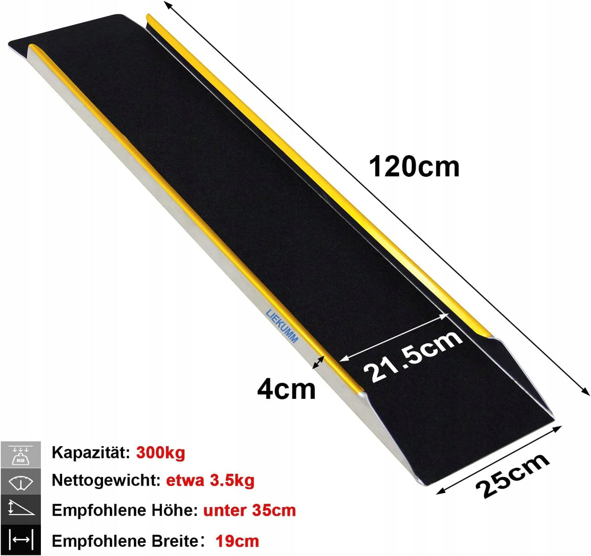 LIEKUMM ALUMINUM THRESHOLD RAMP LOADING STRONG OVERRUN 150X25X4 300KG Manufacturer code LIEKUMMN