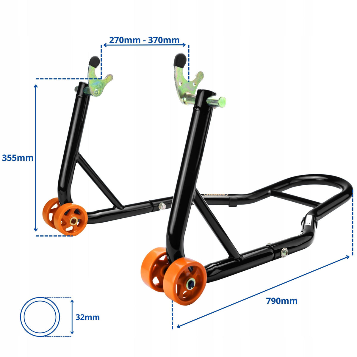 LIFT MOTORCYCLE STAND FOR REAR ROLLER V + FRONT FORK SET OF 2PCS Packaging status original