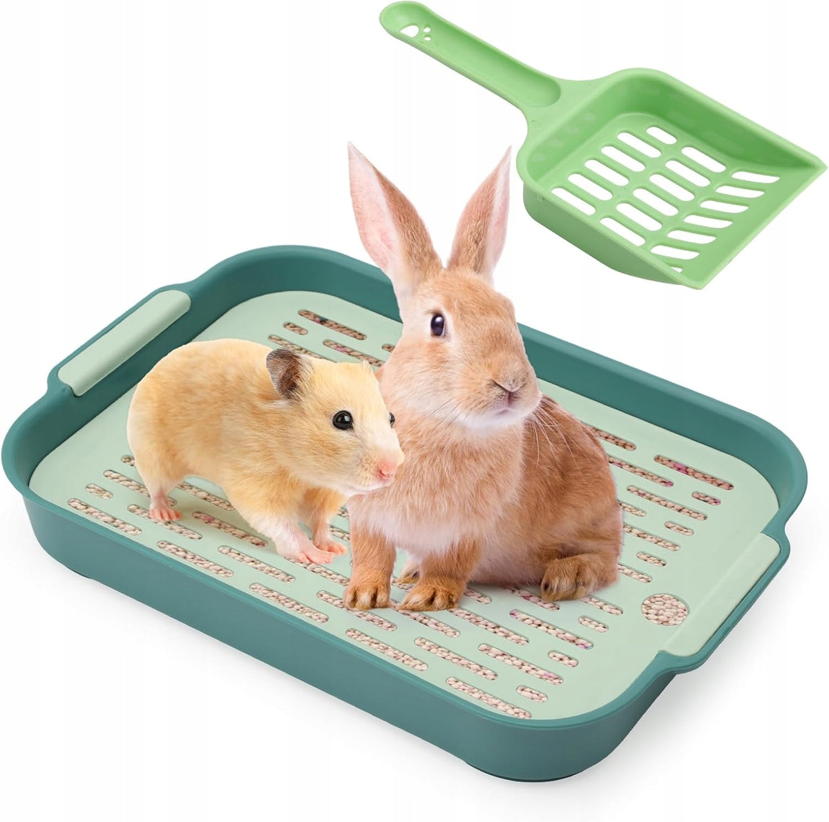 LITTER BOX FOR RABBIT RODENTS CORNER TOILET GREEN SMALL TRAY
