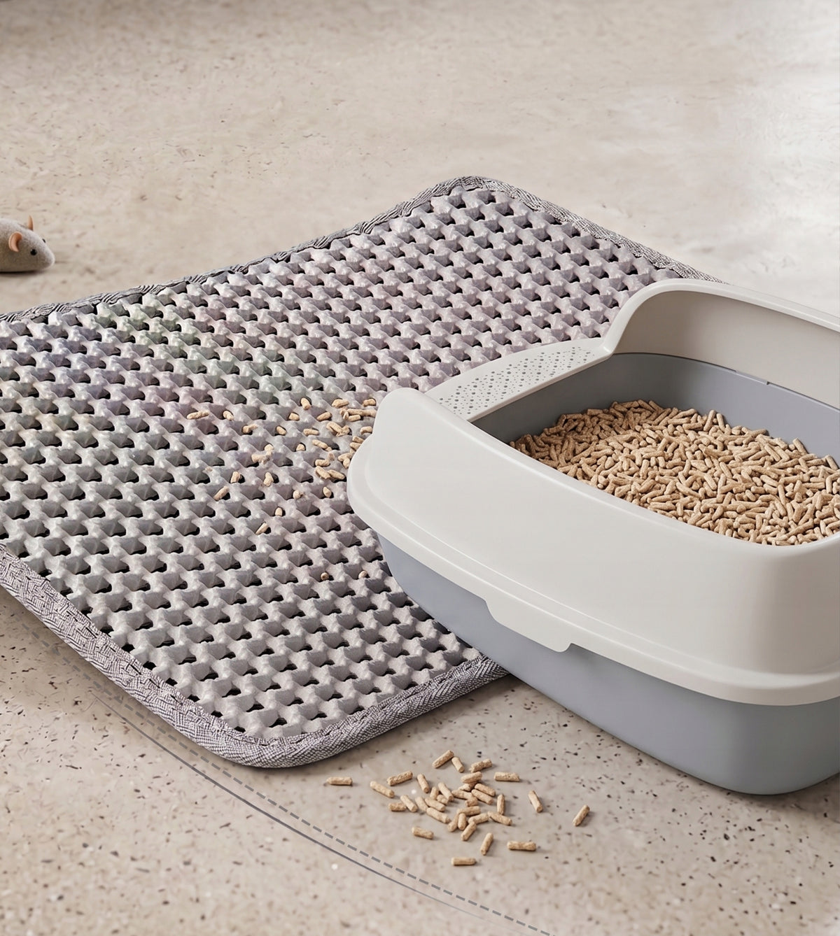 LITTER BOX WIPER MAT 55x75cm GREY PRACTICAL SOLUTION FOR LITTER! Packaging status original