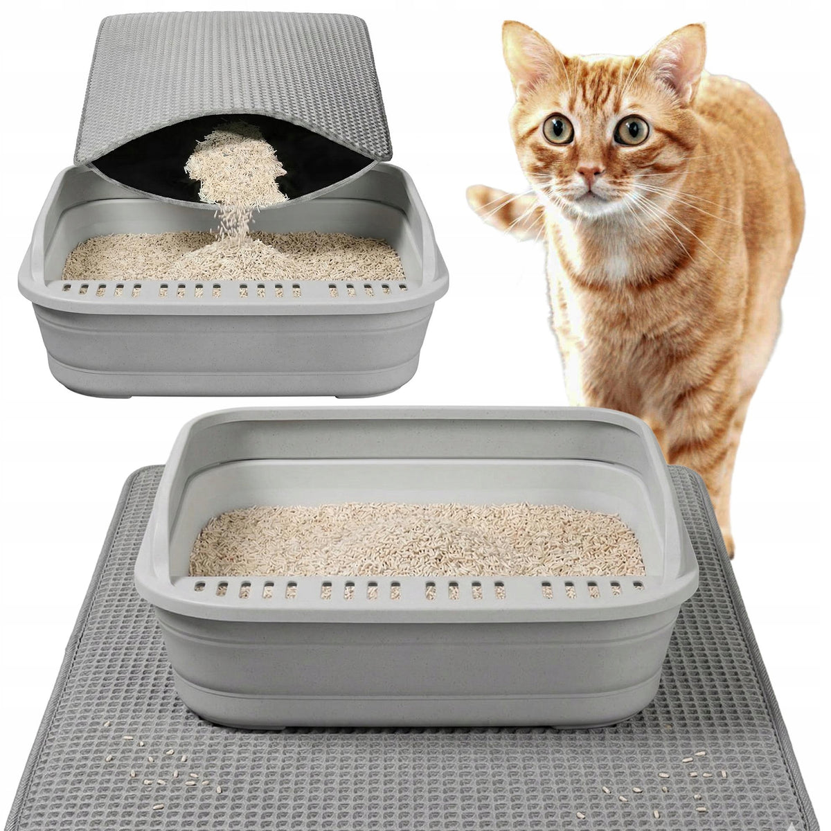 LITTER BOX WIPER MAT 55x75cm GREY PRACTICAL SOLUTION FOR LITTER!