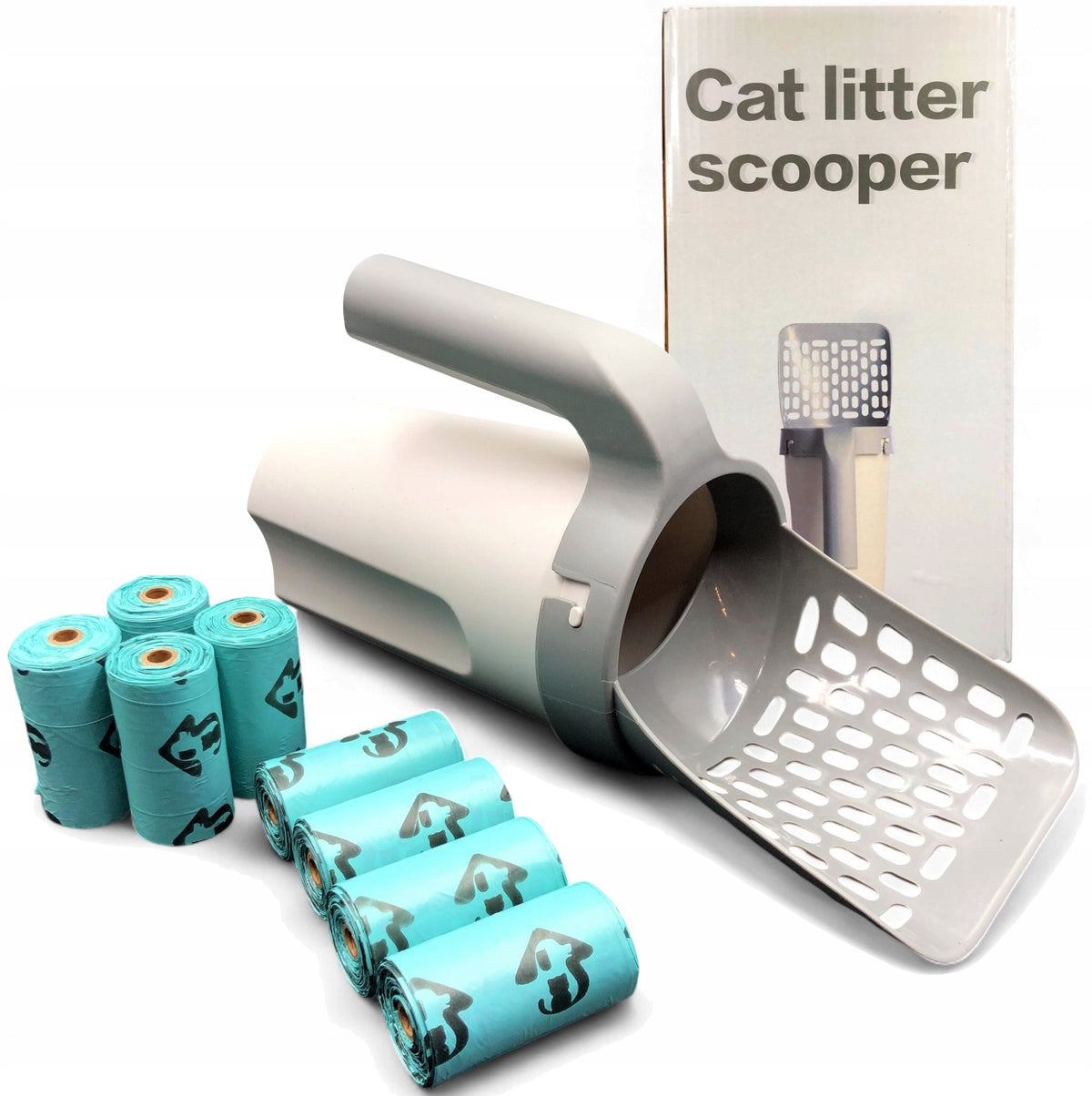 LITTER SPATULA LITTER BOX SPATULA ON CAT DROPPINGS WITH STRAINER AND POUCHES