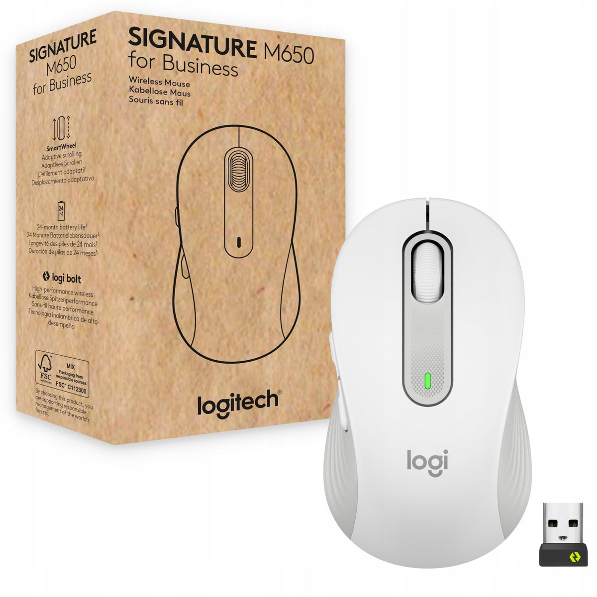 LOGITECH Signature M650 for Business Wireless Mouse - Bluetooth + Bolt
