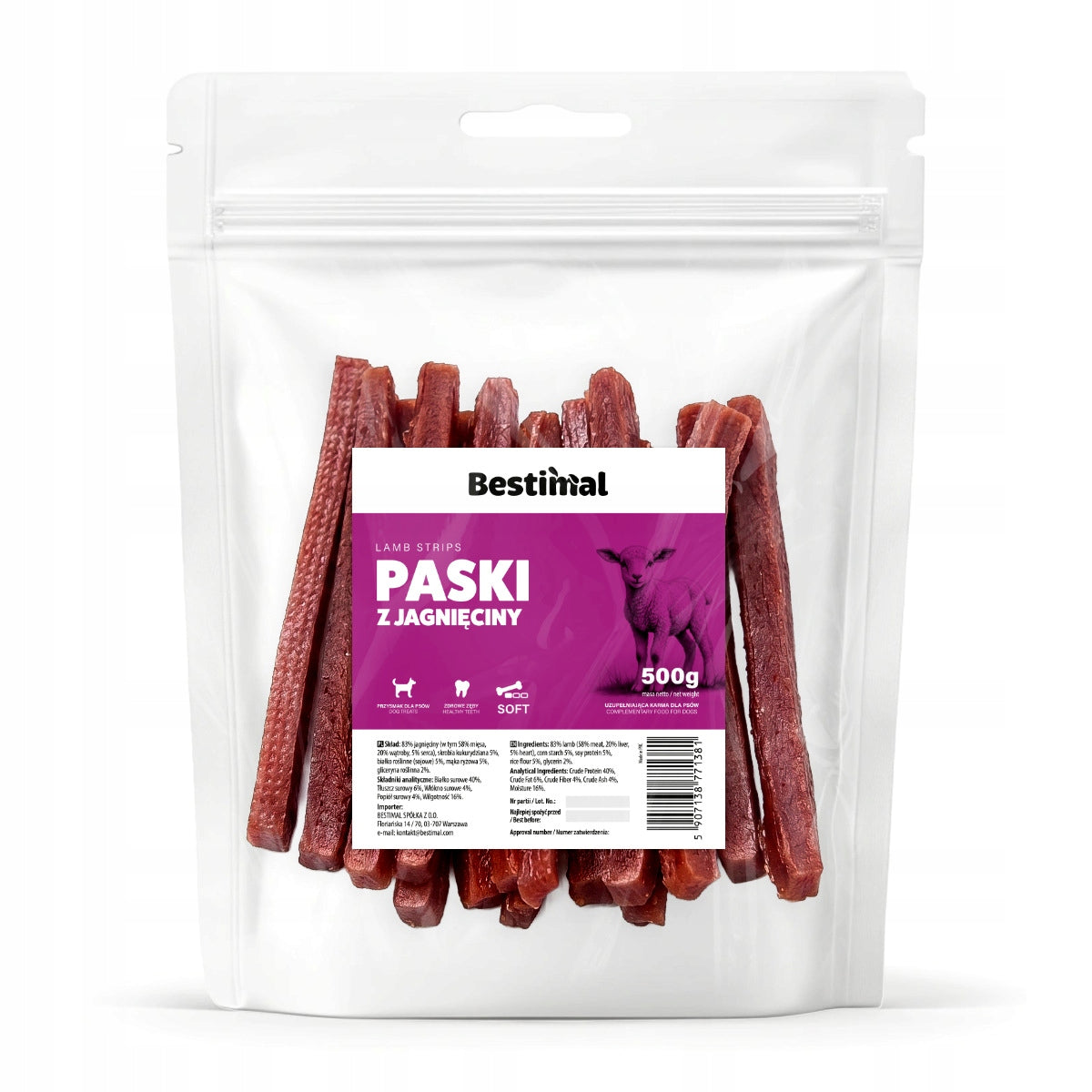 Lamb strips 500g- SOFT DOG TREAT - TREATS Manufacturer code BS32