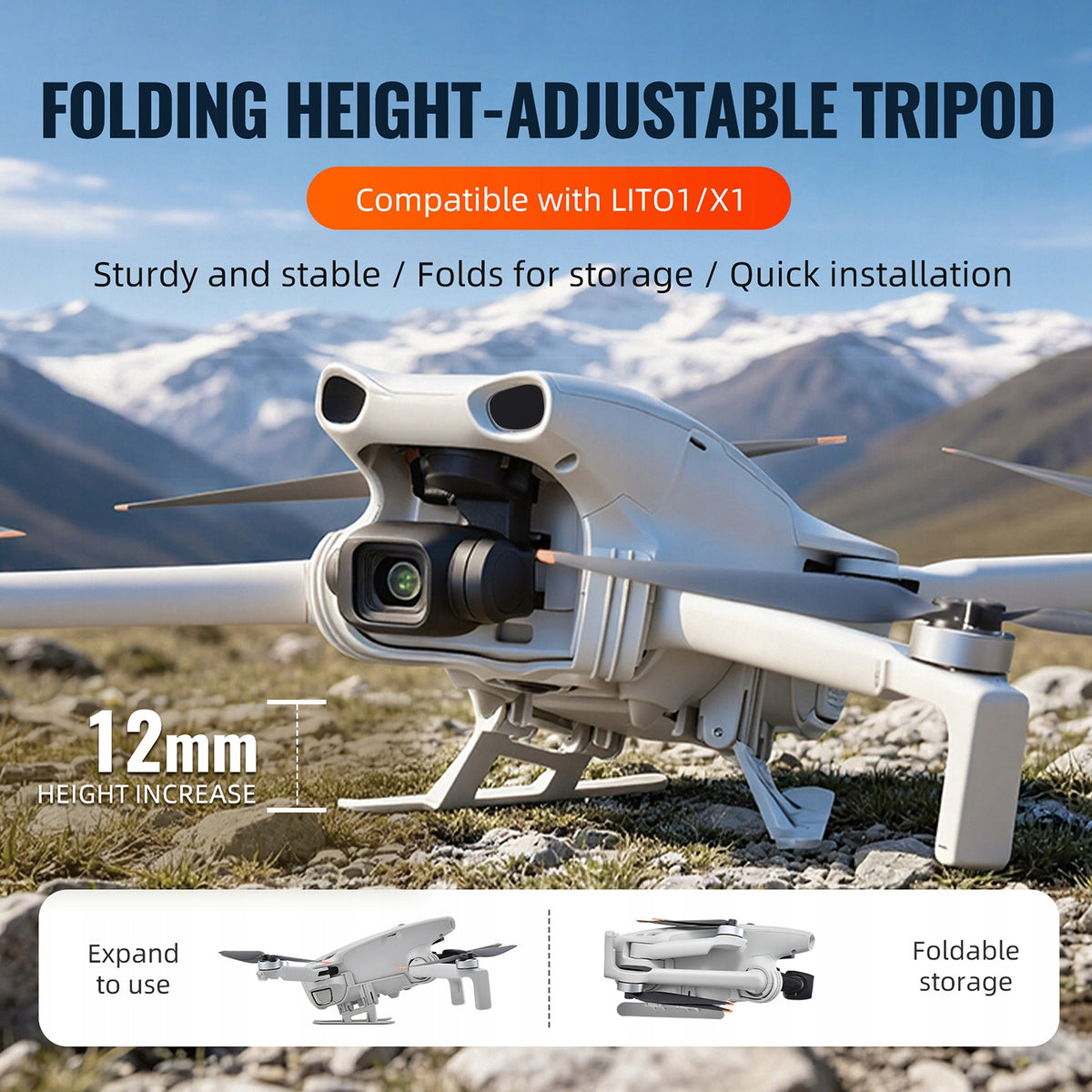 Landing Gear For DJI Lito 1/Lito X1 Foldable Extended Leg Manufacturer code 12230001