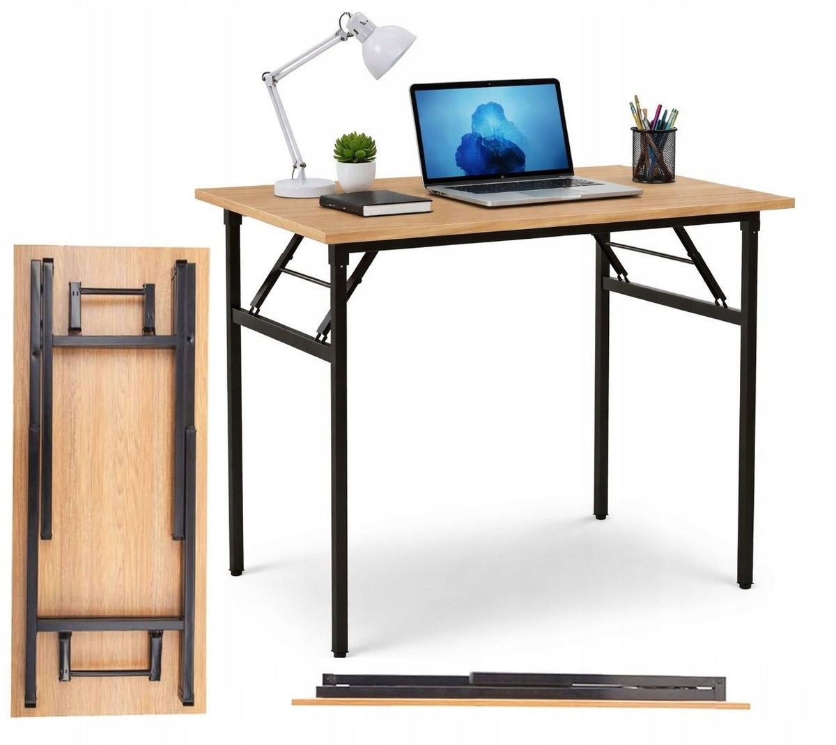 Laptop Table Folding Large Computer Desk 100x50x76 cm BROWN