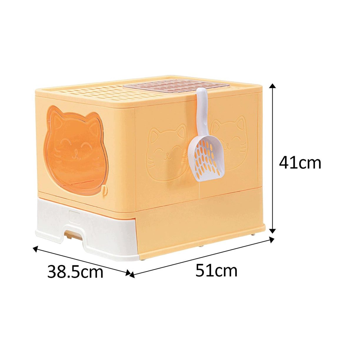 Large Cat Litter Box Folding Fully Enclosed Installation And Yellow Packaging status original