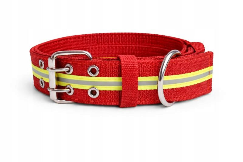Large Dog Collar 5 cm with Reflector Color Red Adjustable Strong