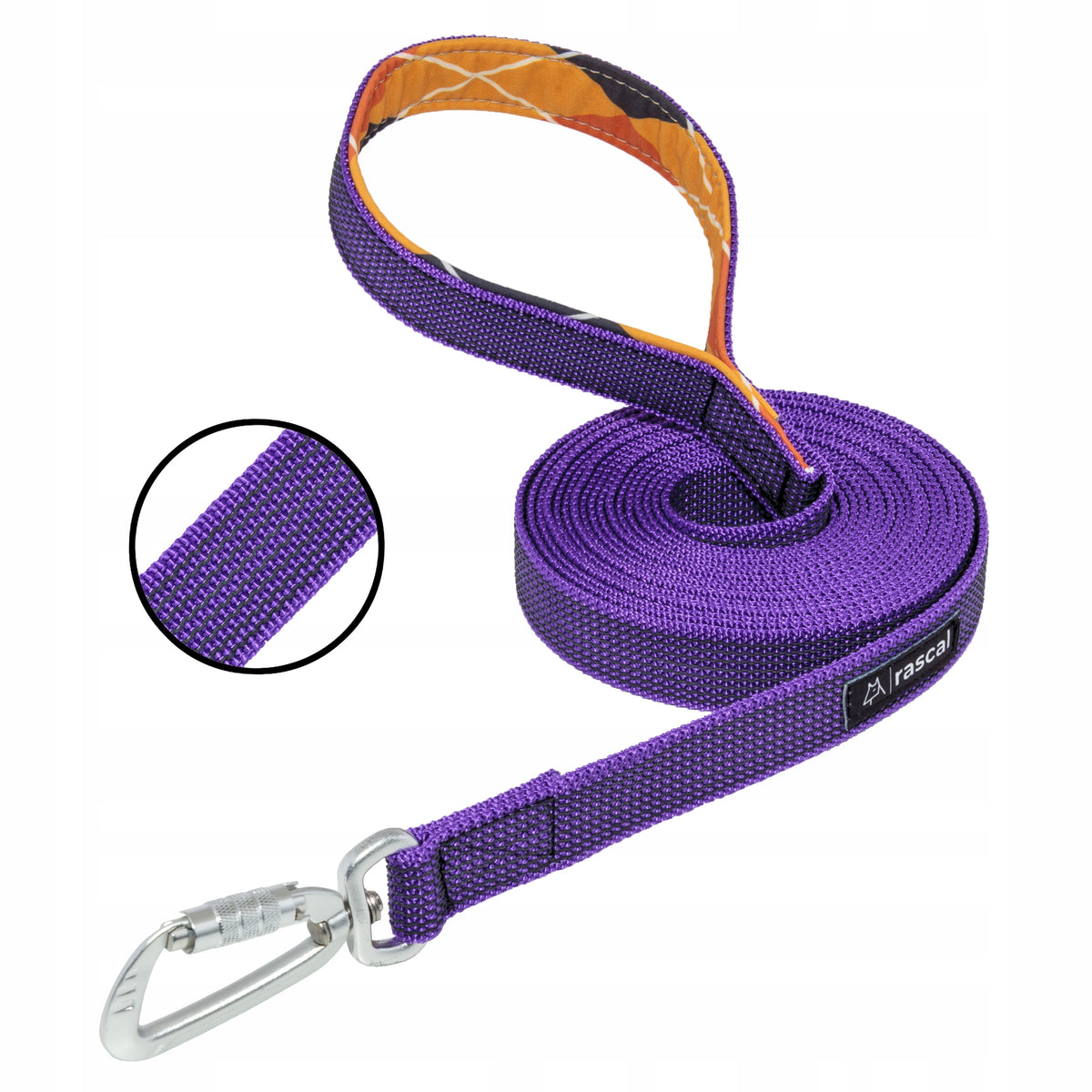 Large dog leash rubberized training cord 3 m purple | RASCAL
