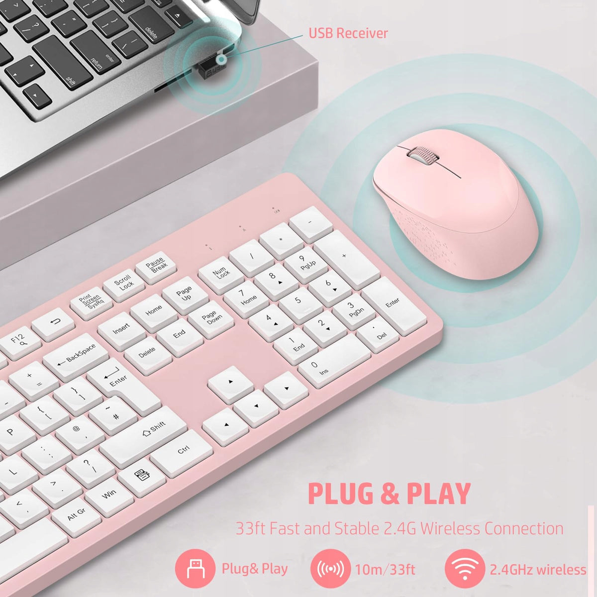 LeadsaiL Wireless Keyboard and Mouse Set, 2.4GHz USB Computer Keyboards and Manufacturer LeadsaiL