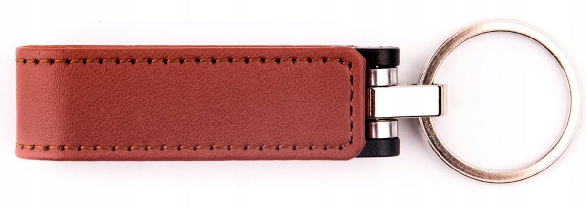 Leather Pendrive Keychain Brown 4 GB date