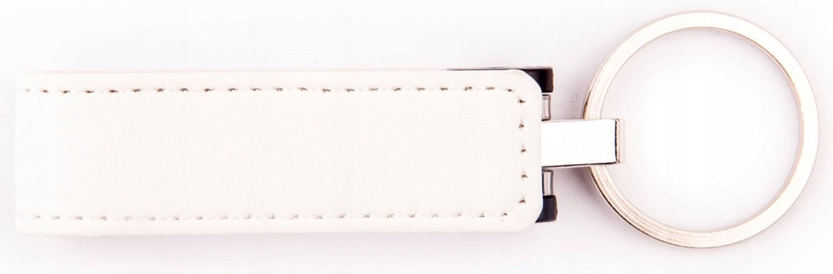 Leather Pendrive Keychain White 2 GB date