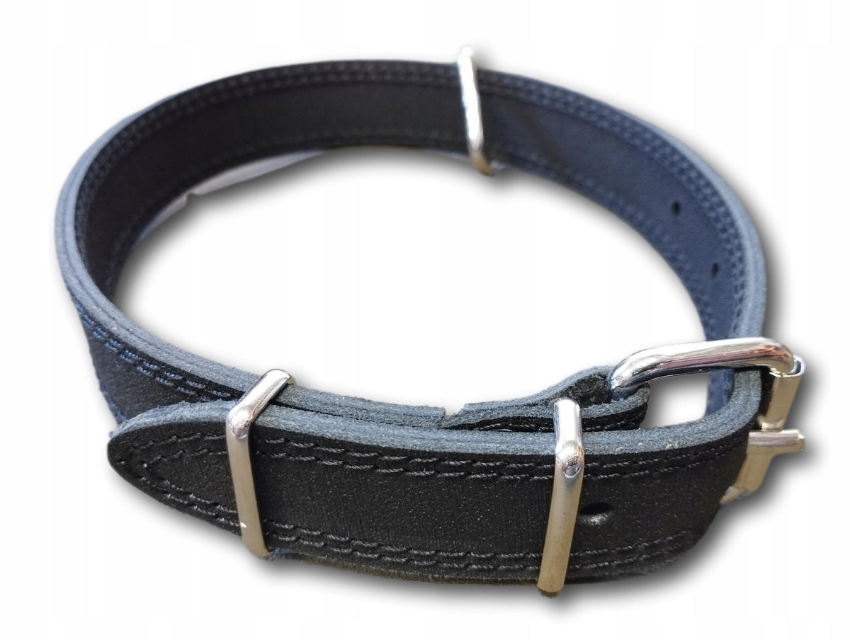 Leather double collar for kennel 65 cm