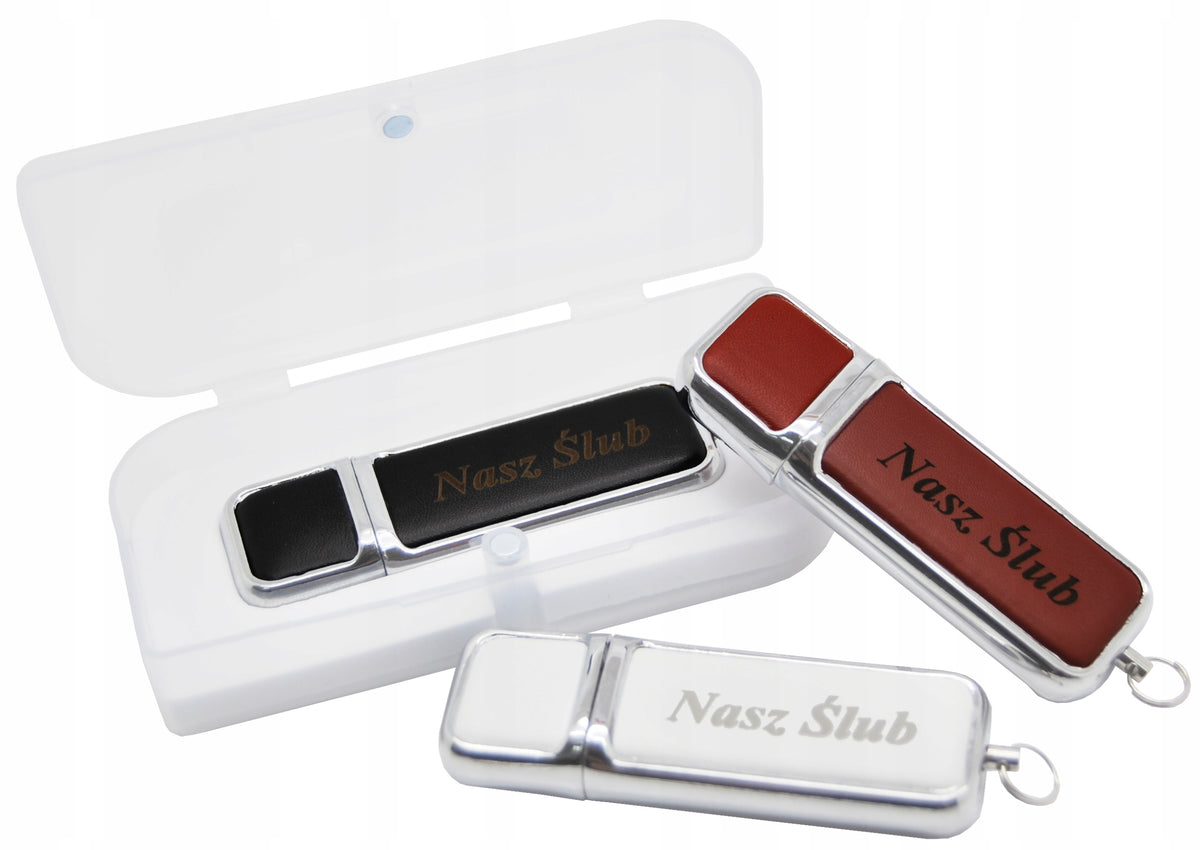 Leather flash drive 512 MB engraving + box