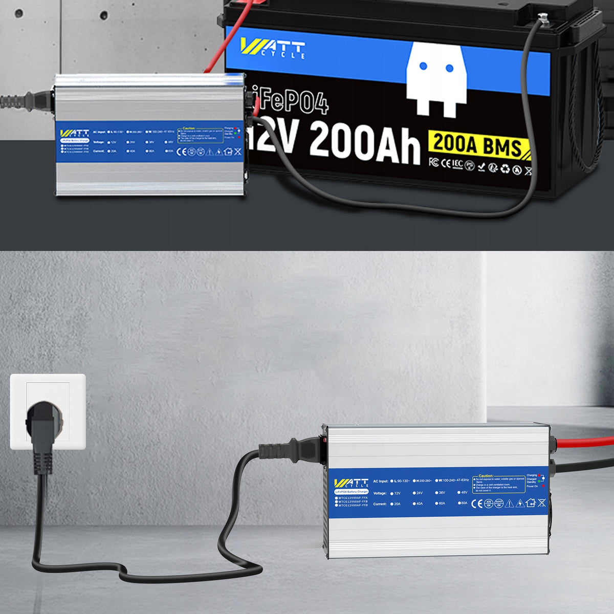 LiFePO4 CHARGER FOR BATTERIES 14.6V 40A PROTECTION | LED INDICATOR Packaging status original