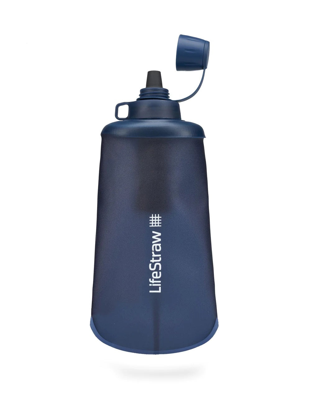 LifeStraw Peak Squeeze 650ml soft foldable filter bottle. Blue