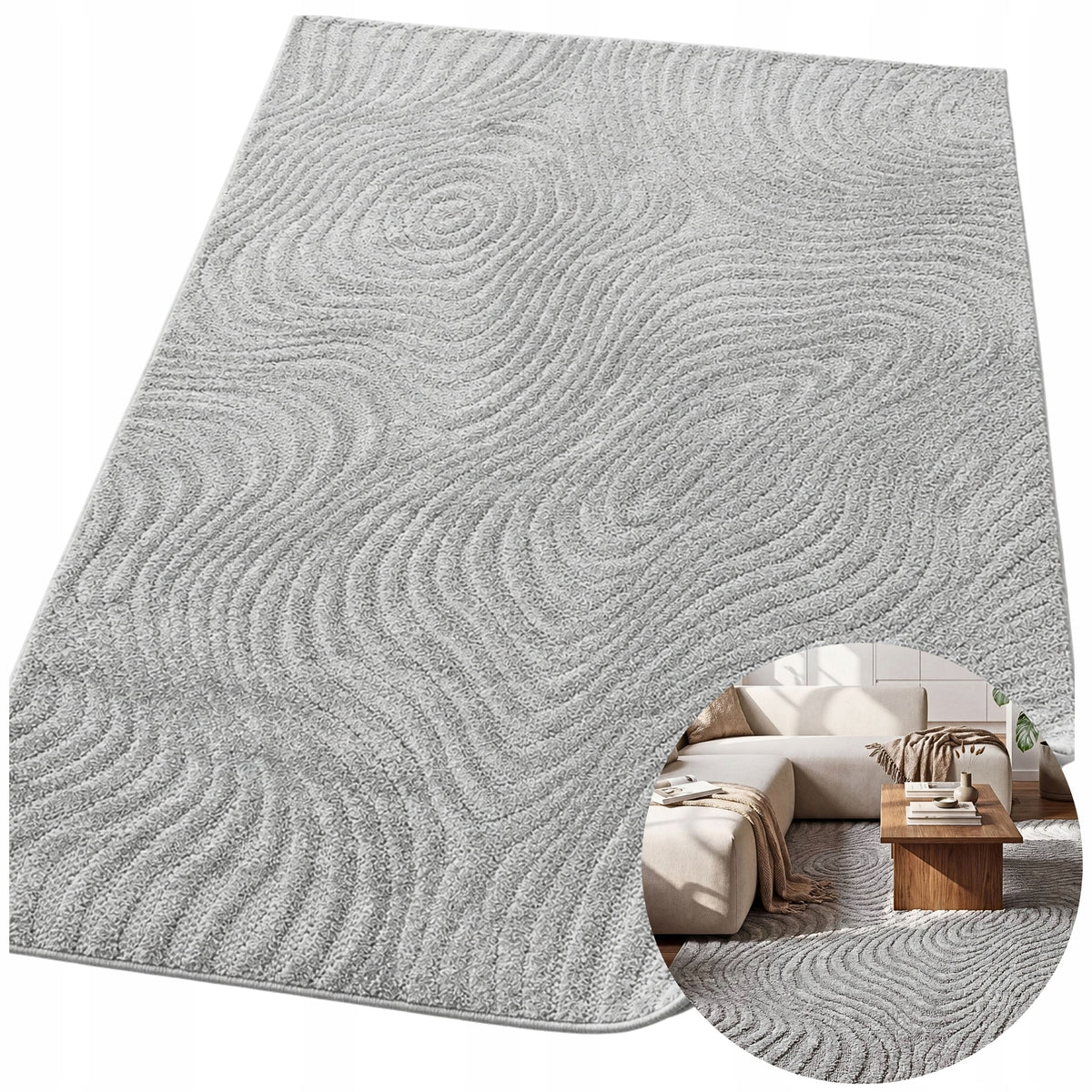 Living Room Rug 120x170 Modern Grey Fashionable Duplex Solid Durable