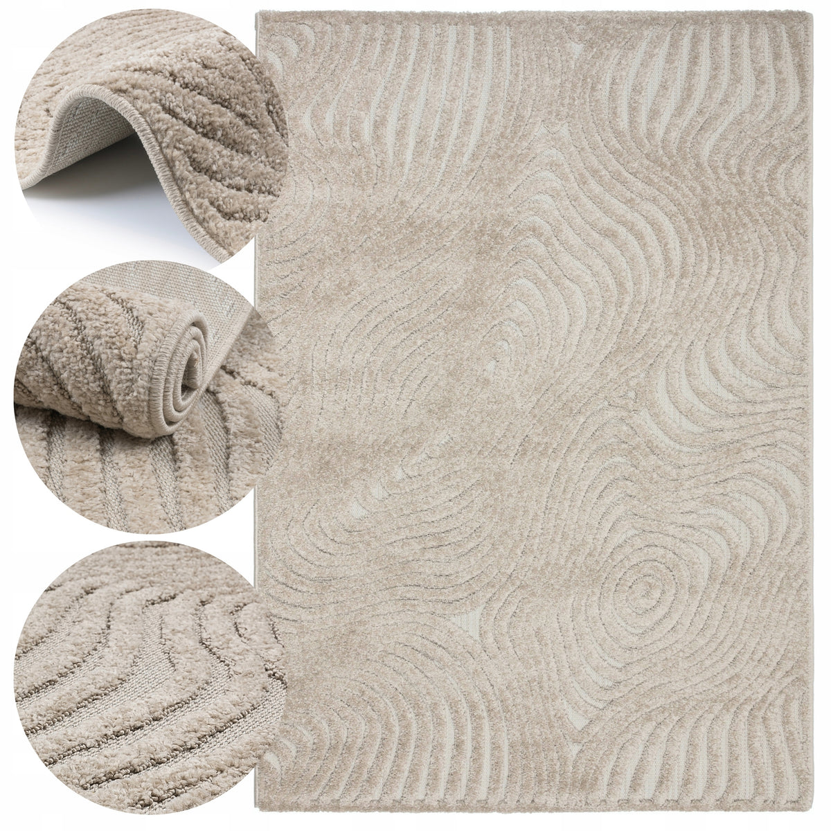 Living Room Rug 160x230 Modern Large Boho Duplex 3D Fashionable Solid