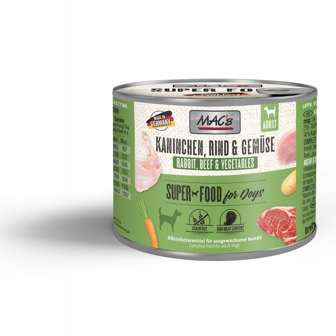 MAC's Dog Grain Free Wet Dog Food Rabbit Beef And Vegetables 200g