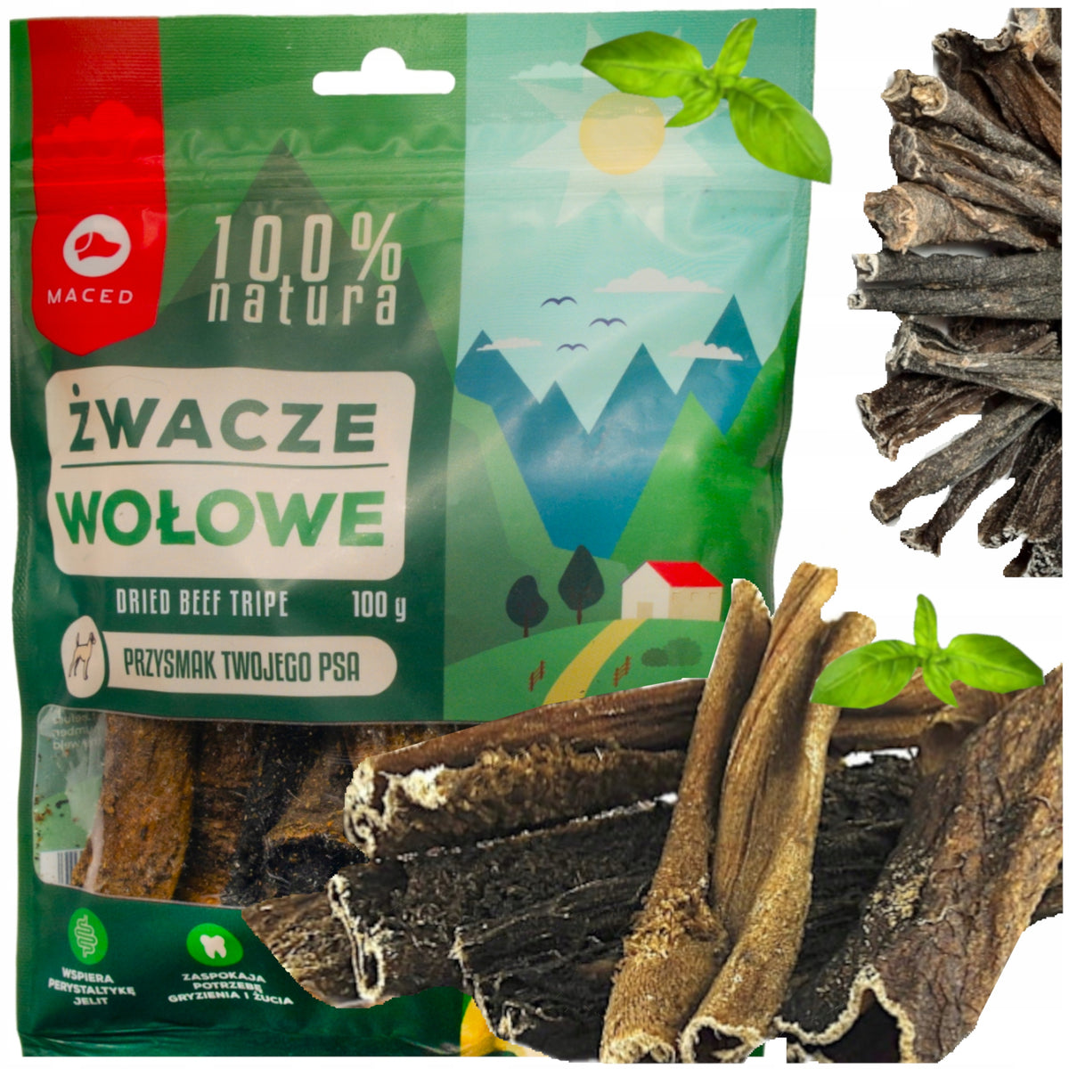 MACED DOG TREAT BEEF RUMEN 100G FLAVOR NATURAL TEETHER