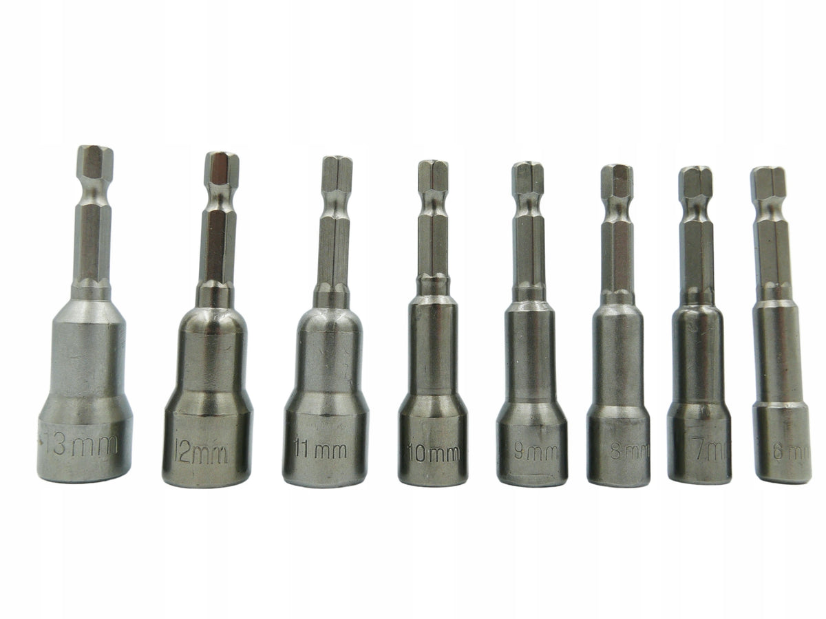 MAGNETIC SOCKET WRENCHES FOR SCREWDRIVER HEX SET OF 8 PCS. 6-13 mm STRONG