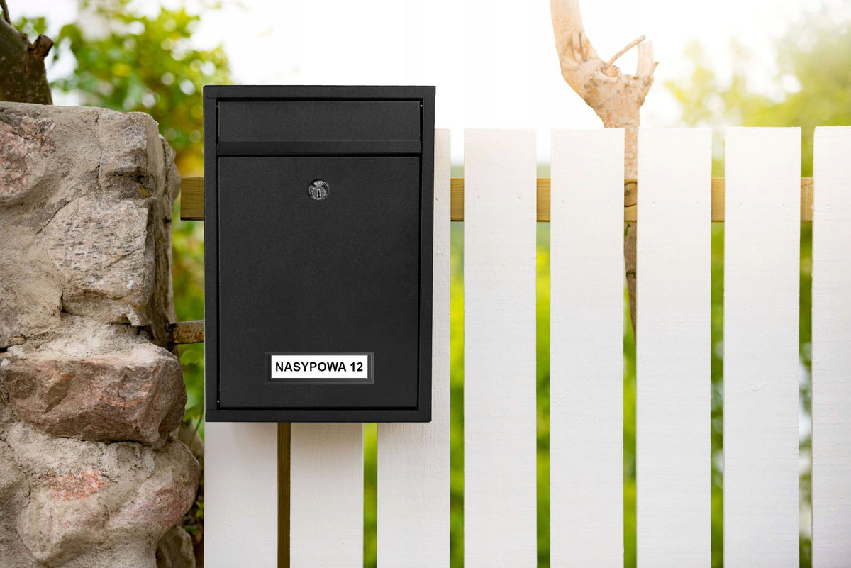 MAILBOX FOR LEAFLETS BLACK STEEL MAIL FOR FENCE HOUSE Manufacturer code 5902340320754
